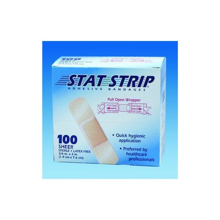 American White Cross Stat Strip Adhesive Strip 1 X 3 Inch Plastic Rectangle Sheer Sterile, 100PK 15205